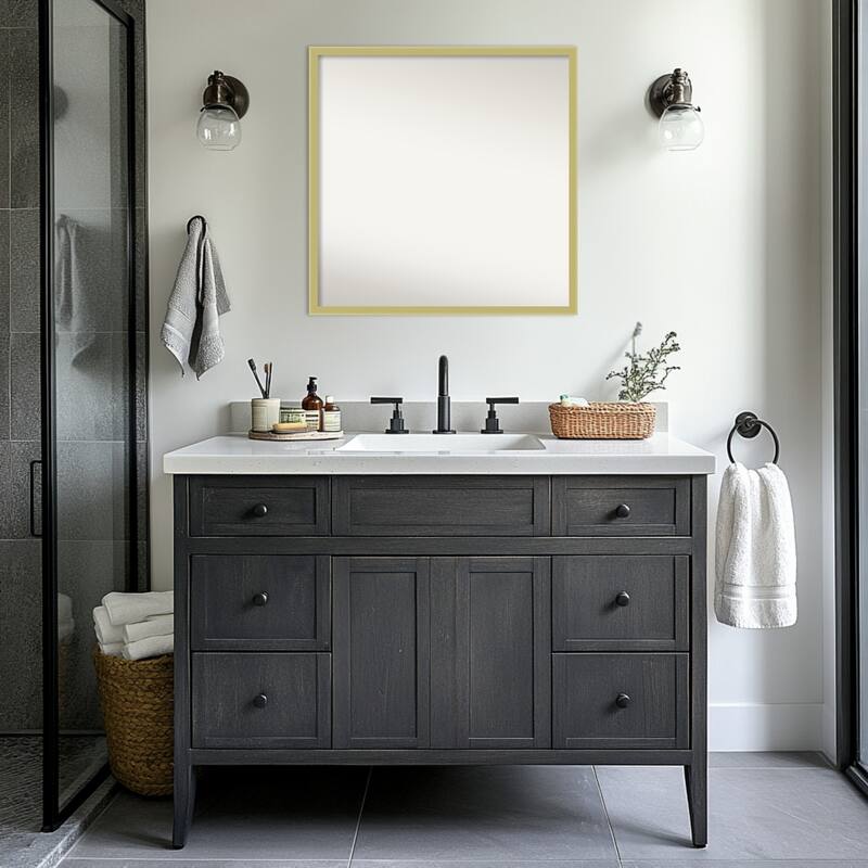 Incline Non-Beveled Wood Framed Bathroom Vanity Wall Mirror