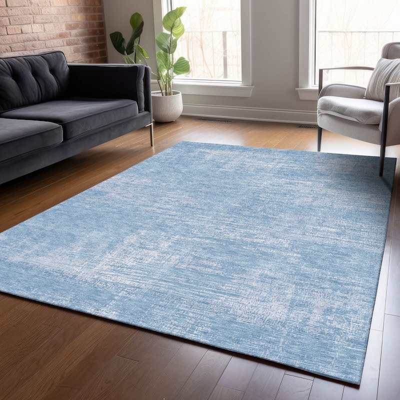 Machine Washable Indoor/ Outdoor Chantille Abstract Solid Rug