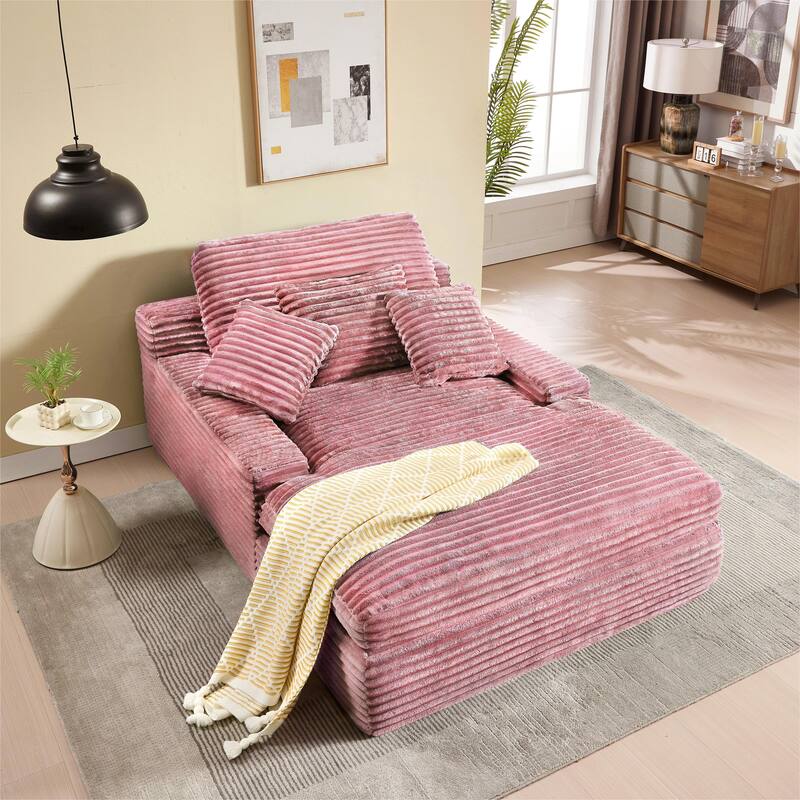 Modern Upholstered Chaise Lounge Sofa for Living Room Office, 75" Oversized Leisure Sofa 2 Seat Sleeper Couch with Pillows - Pink