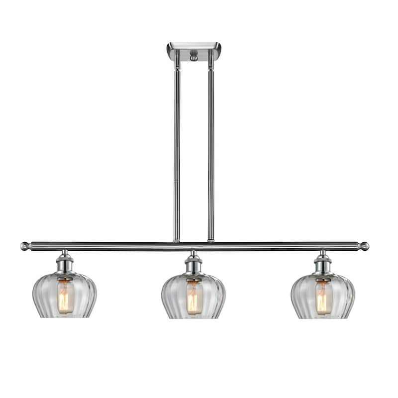 Innovations Lighting Fenton 3 Light 36" Wide Linear Chandelier - Brushed Satin Nickel / Clear Fluted