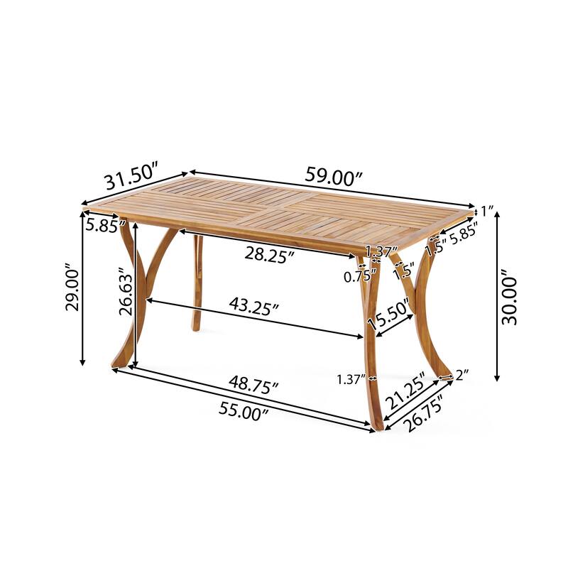 Christopher Knight Home - Bayhaven Outdoor Acacia Wood 7-Piece Dining Set with Wicker Armchairs and Cushions