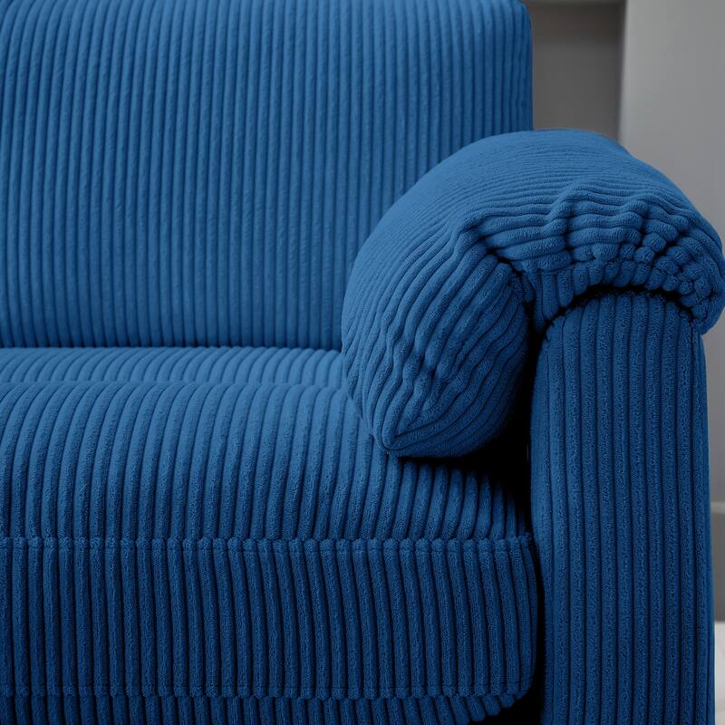 Multi-Seater Corduroy Sectional Sofa, Modular Settee, Included Removable Ottomans