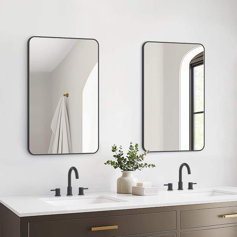 24 x 36 Inch Shatterproof Wall Mount Metal Frame Mirror