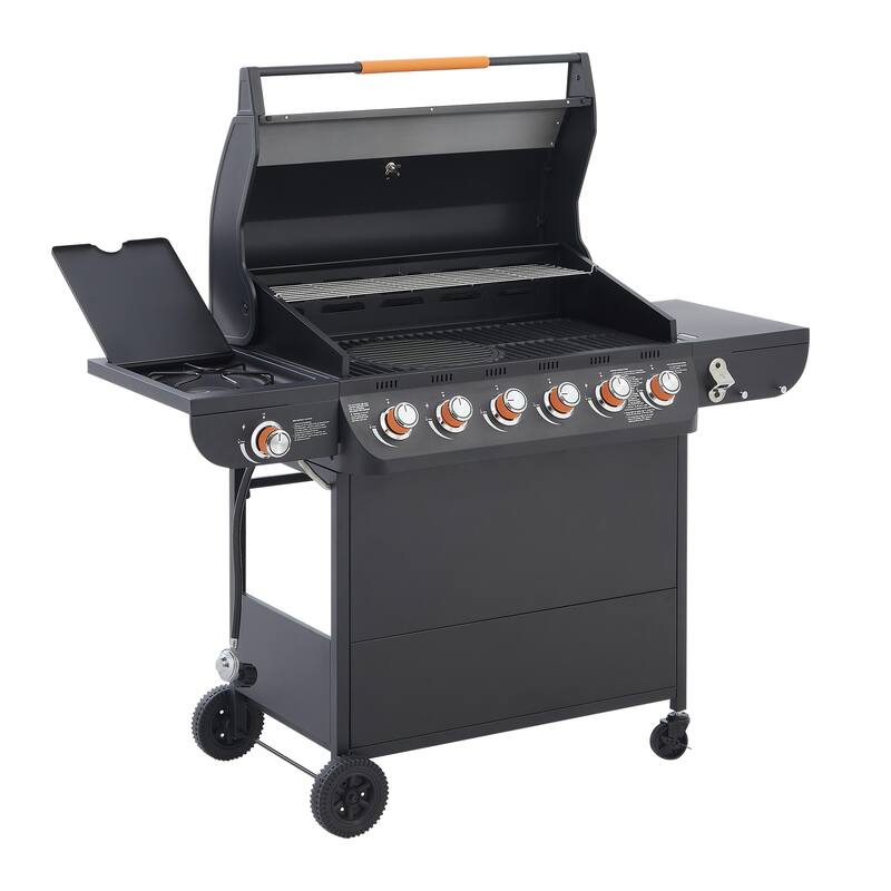 GDF Studio - Ironcrest Pro Outdoor Propane Gas Grill with Side Burner - Black