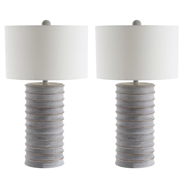 SAFAVIEH Lighting Melina Grey LED Table Lamps (Set of 2) - 16"x16"x28.5"