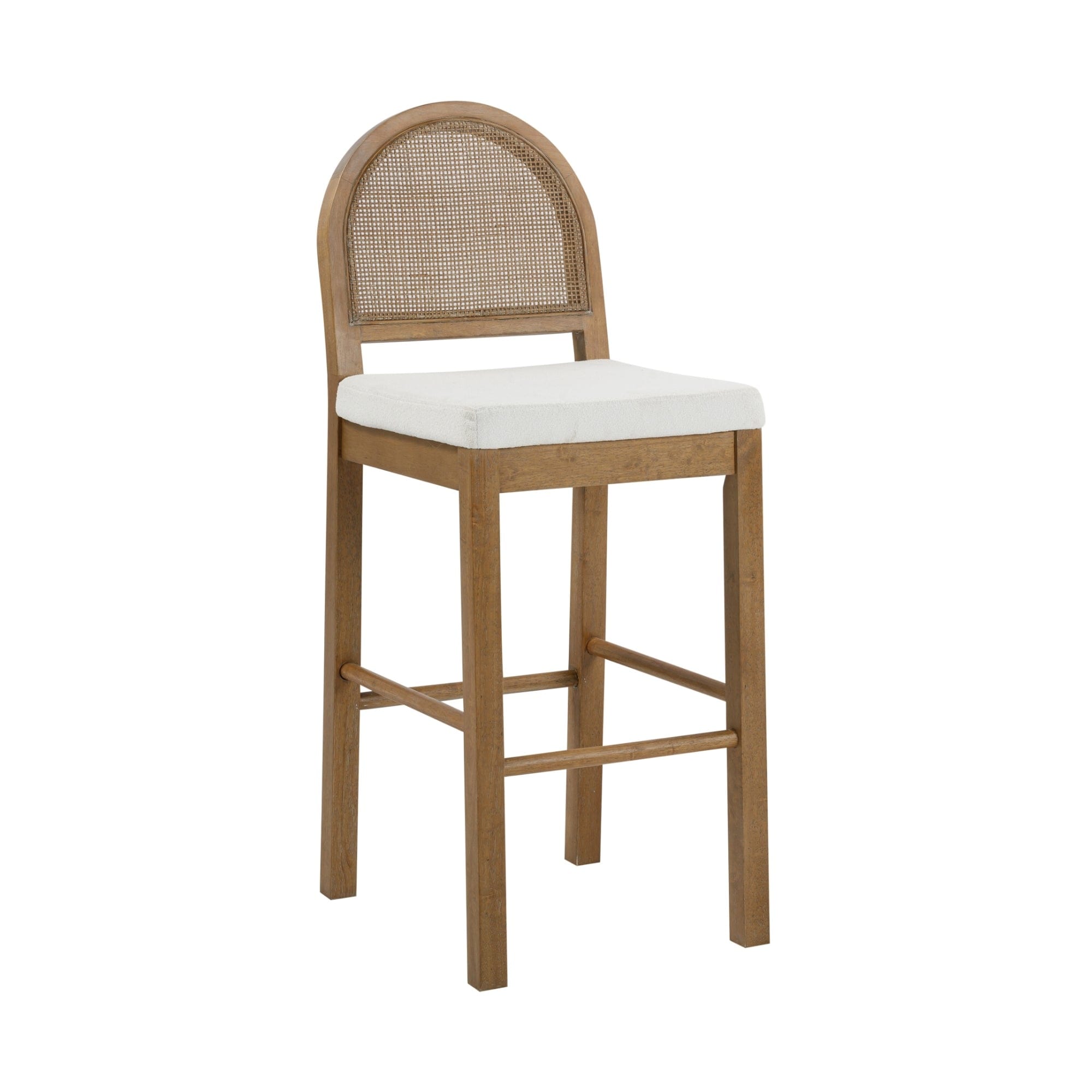 Bailey Boucle Upholstered Rattan Bar Stool or Counter Height Stool with Natural Rattan Woven Back For Kitchen Island On Sale Bed Bath Beyond 37593703