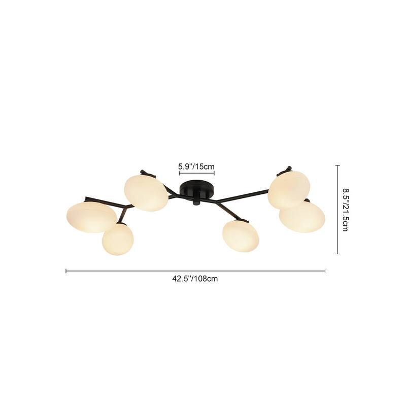 Modern 6-Light Opal Glass Globe Branch Sputnik Ceiling Light