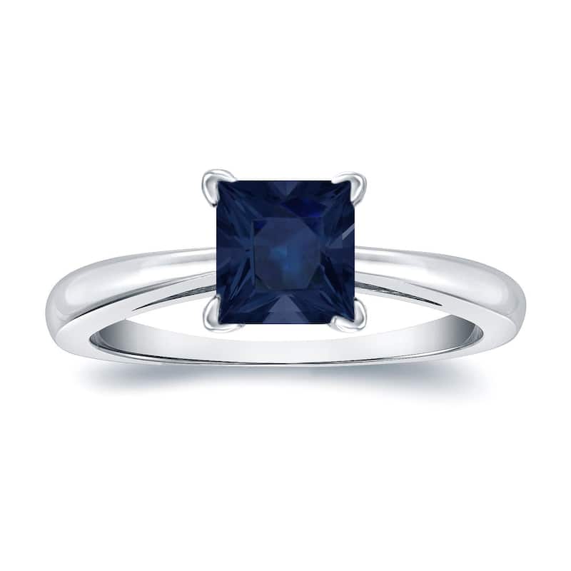 Auriya 14k Gold Princess-cut Sapphire Solitaire Engagement Ring 1ct TGW - 4 - White