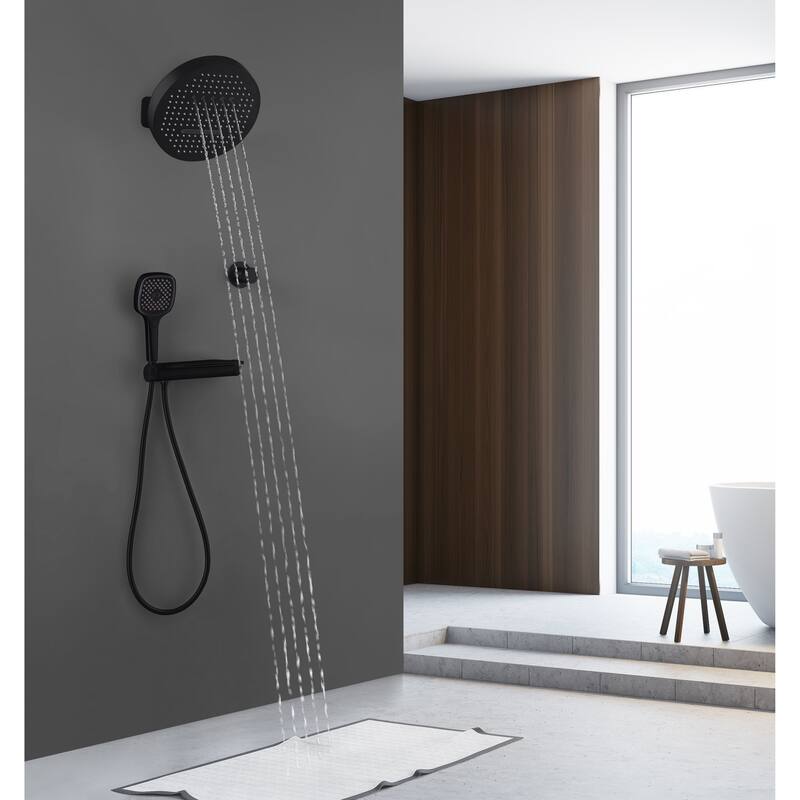 Modland 3-Function Shower System - Gunmetal/Matte Black, Bathtub Spout, 10-Grade Salt Spray