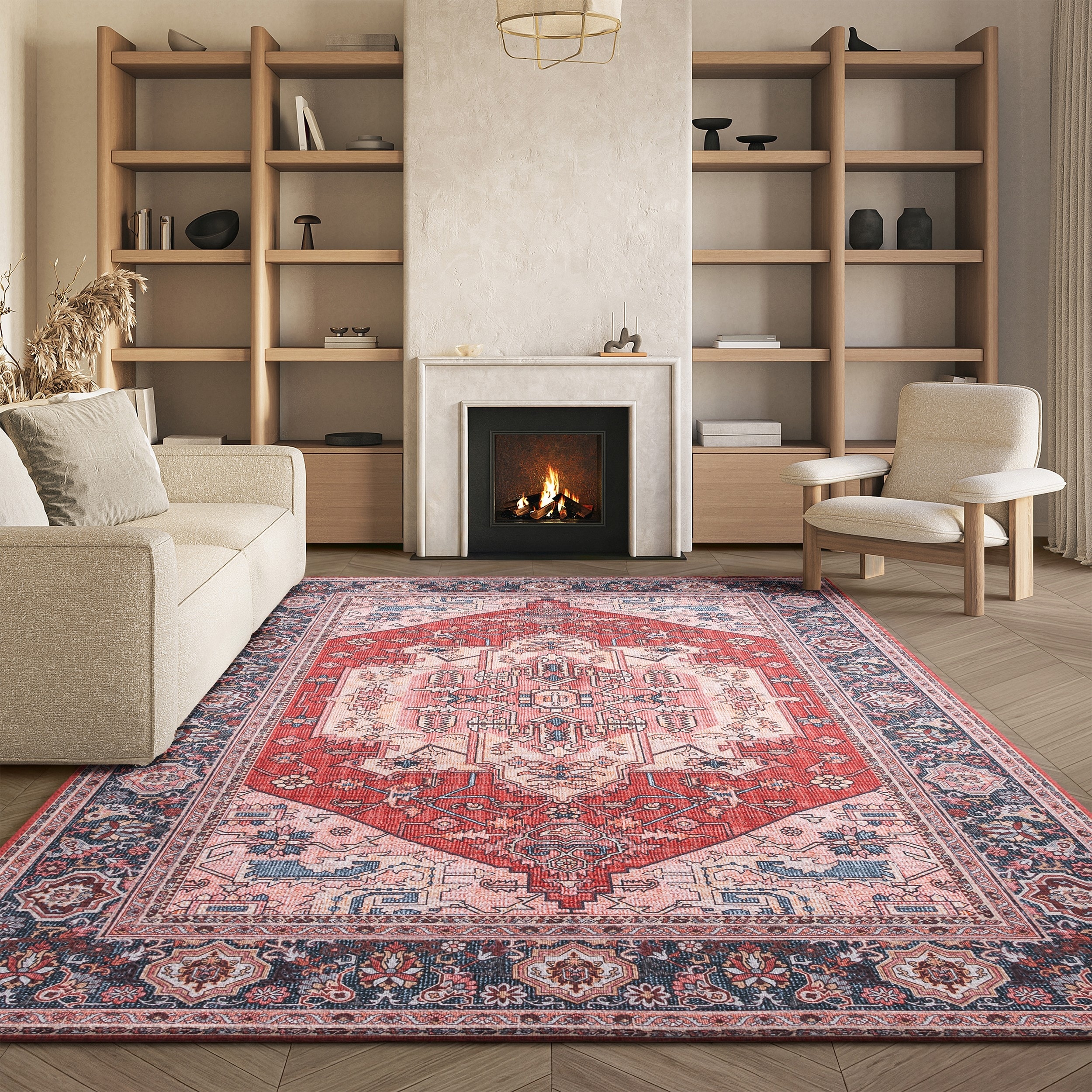 SAFAVIEH Tucson Machine Washable Slip Resistant Nevada Traditional Rug
