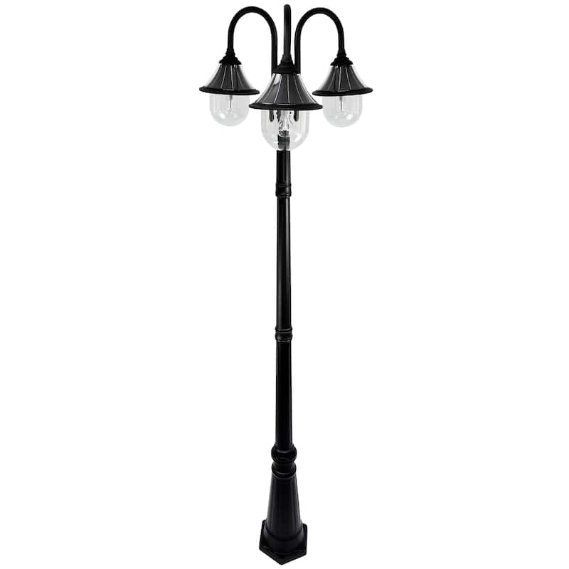 Gama Sonic Orion 3-Light Black Aluminum Modern Solar Lamp Post Light - N/A
