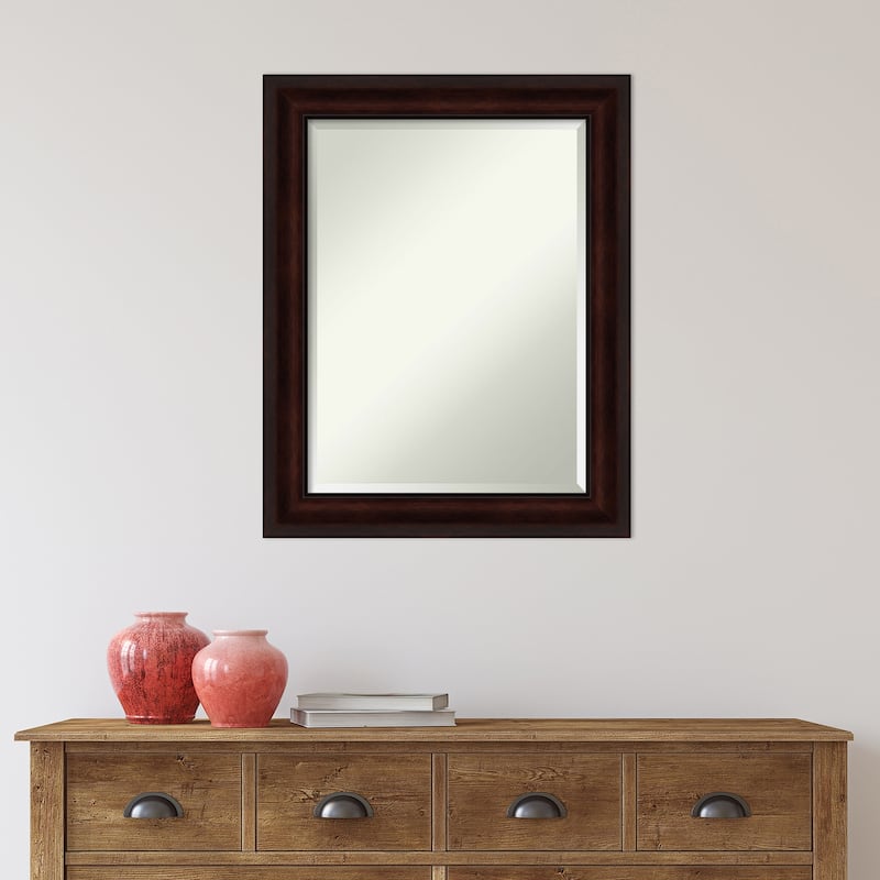 Beveled Bathroom Wall Mirror - Coffee Bean Brown Frame - Coffee Bean Brown