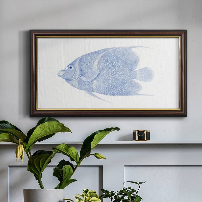 Blue & White Tropical Fish V Premium Framed Canvas- Ready to Hang