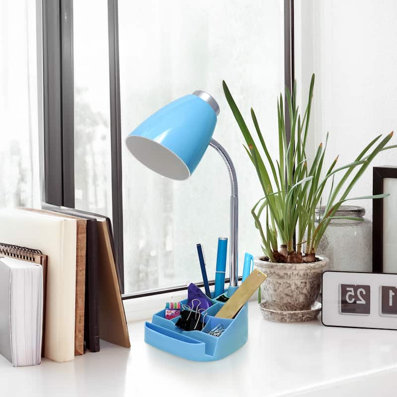 Gooseneck Organizer Desk Lamp with iPad Stand - 18.5" - Blue