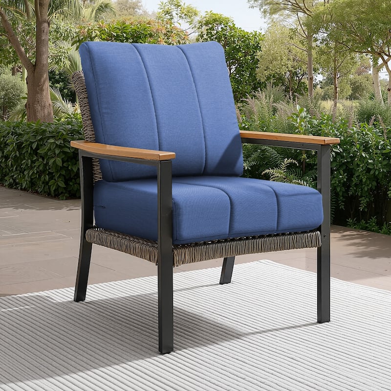 Gymojoy 24"x24"x6" Patio Thick Cushions & Pillows Set - Channel-Tufted Design Deep Seat Water & Fade Resistant Cushion Set