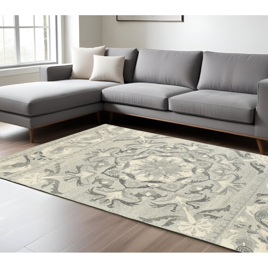 HomeRootsFloral Scandinavian Rectangle Area Rug