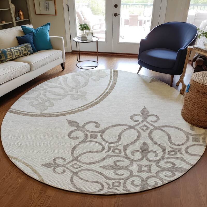 Machine Washable Indoor/ Outdoor Chantille Bold Medallion Rug