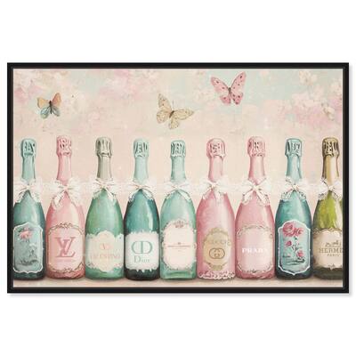 Champagne Mint and Pink Canvas by Art Remedy