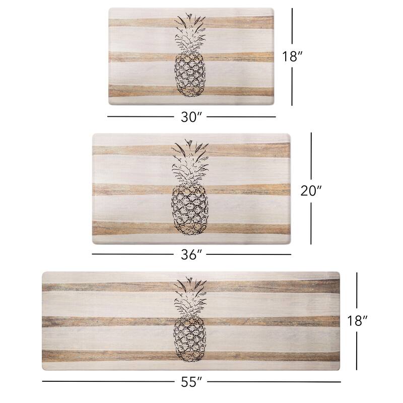 SoHome Cozy Living Pineapple Anti-Fatigue Kitchen Mat, Beige/Black