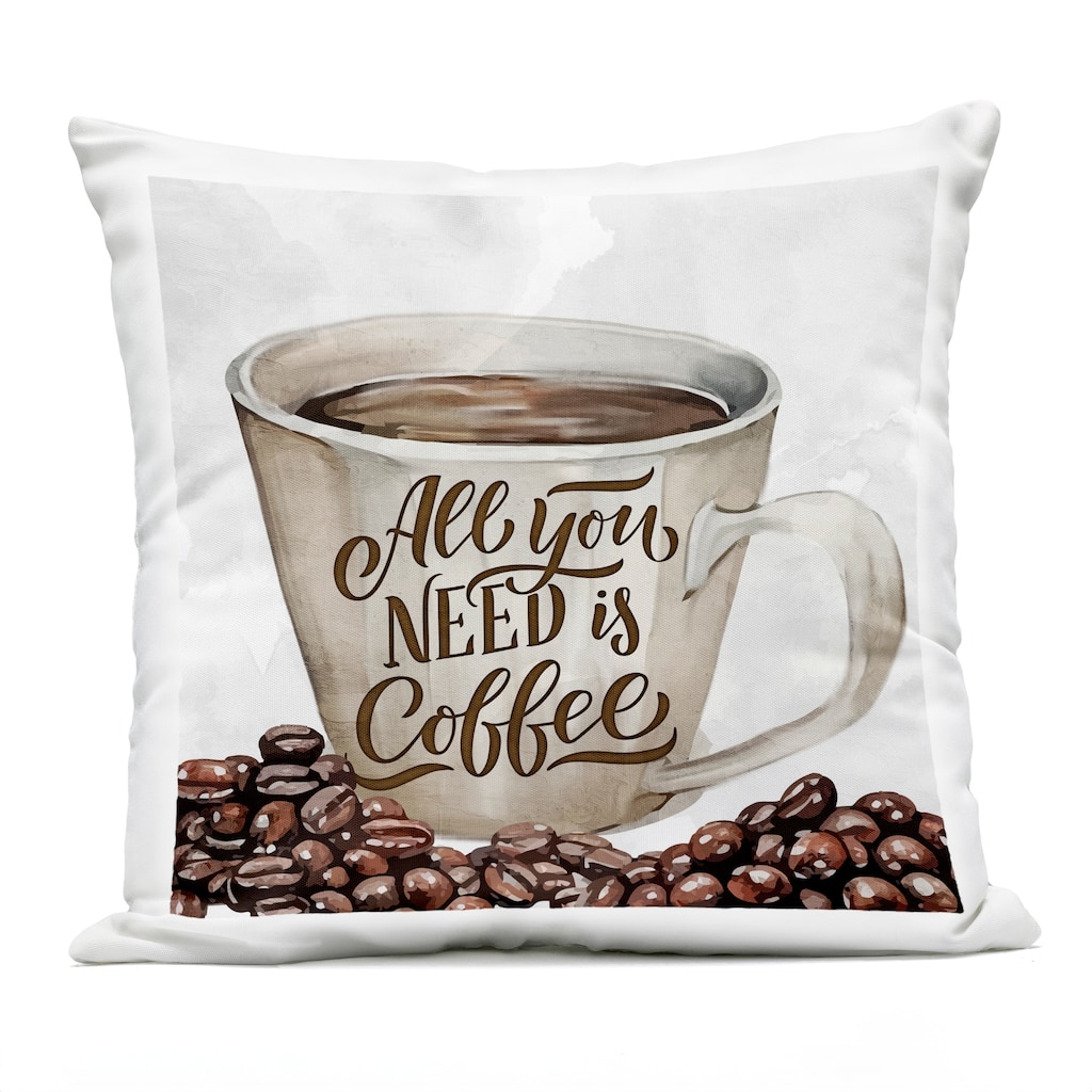 Stupell All You Need Morning Coffee Printed Outdoor Throw Pillow Design by Kim Allen