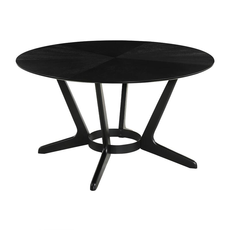 Alana Dining Table, Black Rubberwood, Metal, Round 54 Inch Top