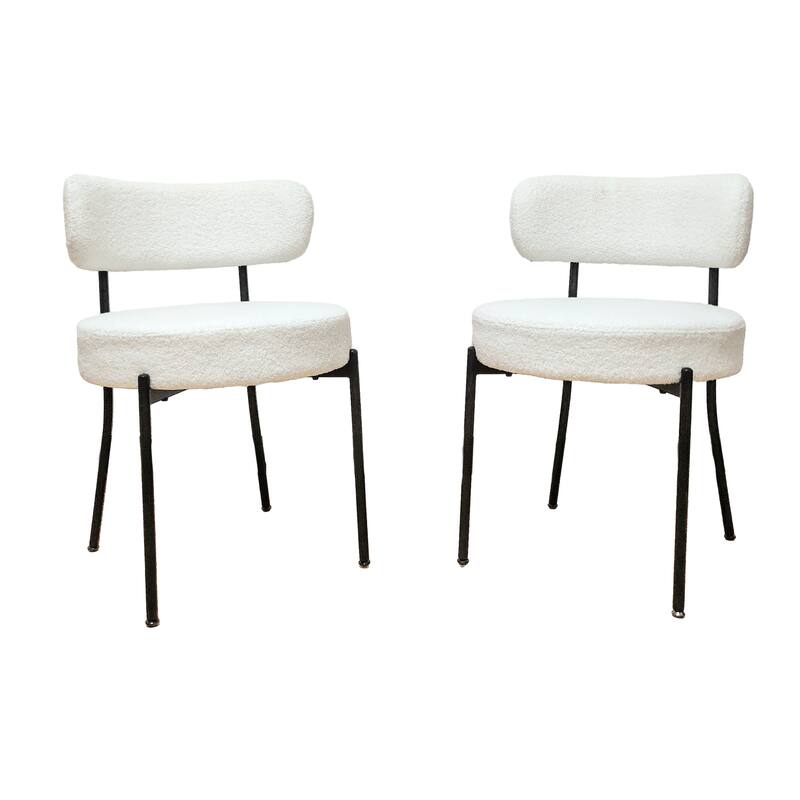 Mid-Century Modern Upholstered Dining Chairs with Curved Back and Metal Legs,Set of 2,Set of 4