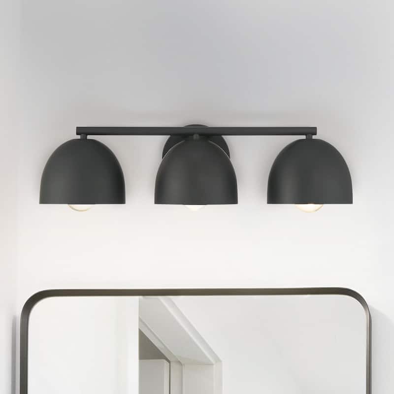 Hunter Erling 3-Light Bathroom Vanity Wall Light - Modern, Contemporary, Transitional - 3-Light Black - Matte Black