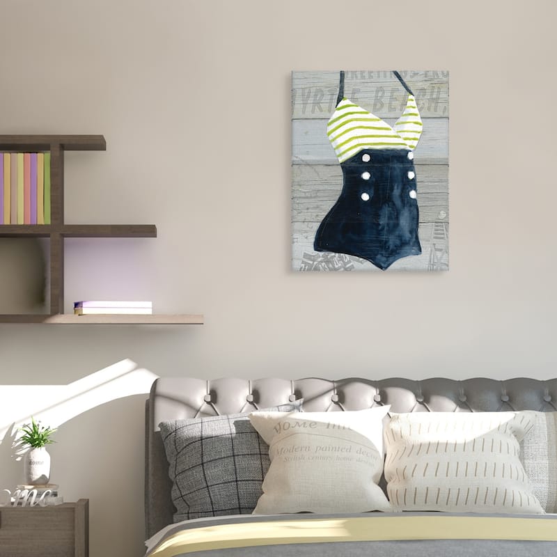 Vintage Swimwear I on Wood by Carol Robinson Canvas Art Print