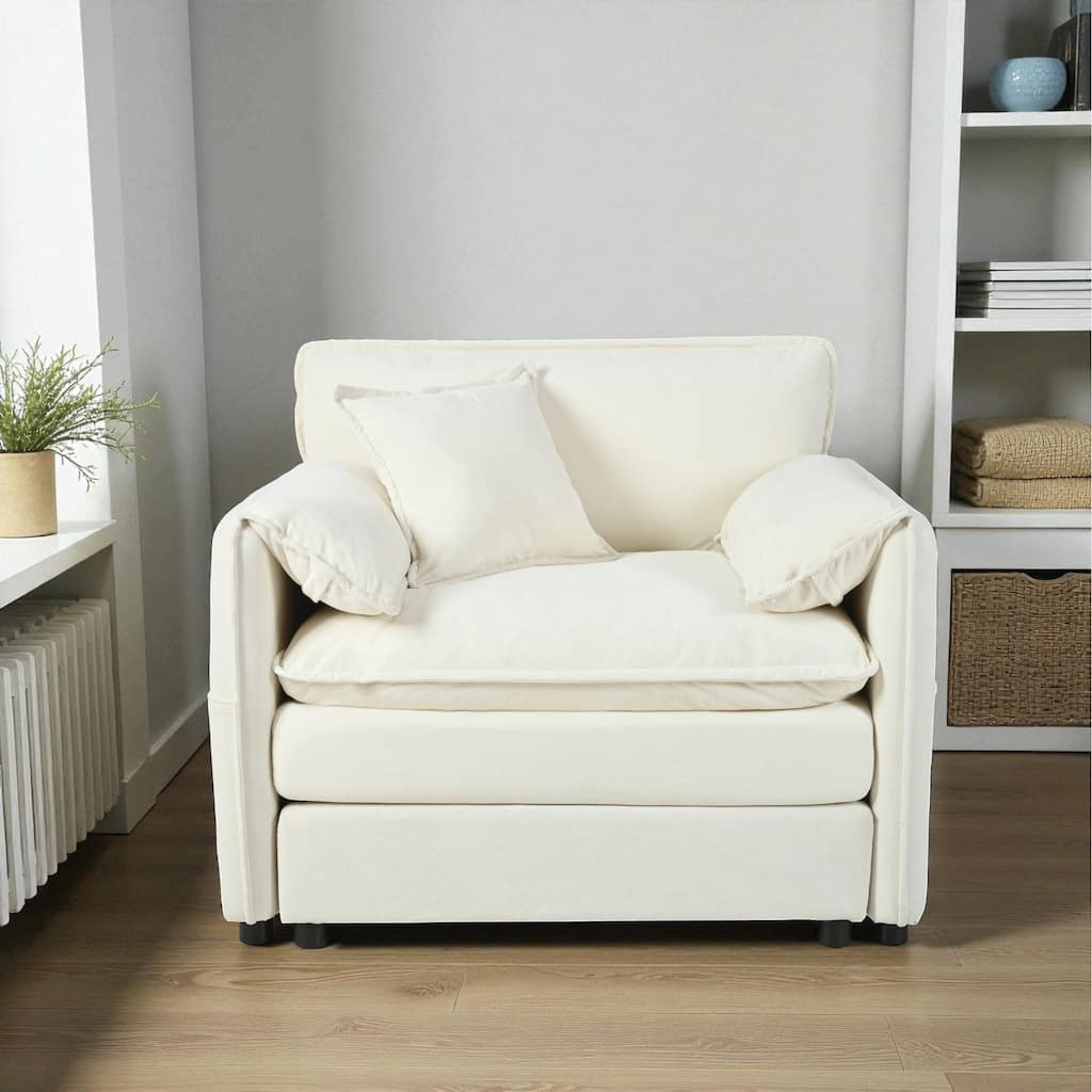 41.73" Oversized Modular Sofa Chair with Chenille Upholstery, Deep Seat Armchair with Toss Pillow for Living Room & Bedroom