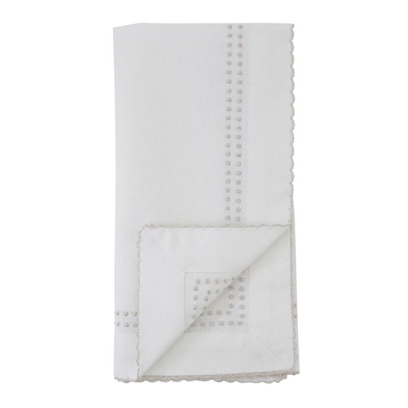 Table Napkins With Embroidered Border Design (Set of 4) - 18"x18"