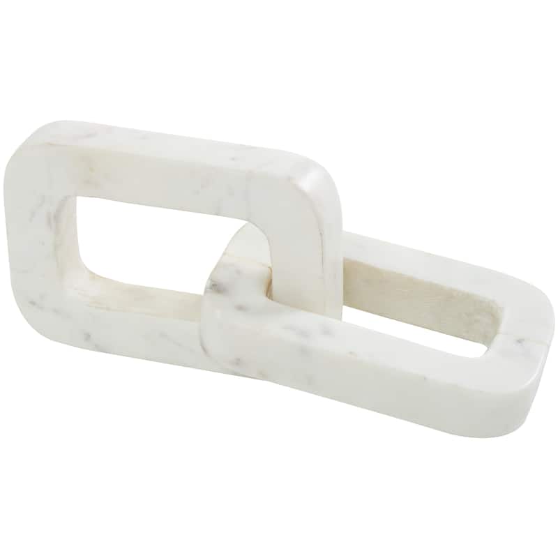 Minimalist White Marble Geometric 2 and 3 Link Chain Sculpture