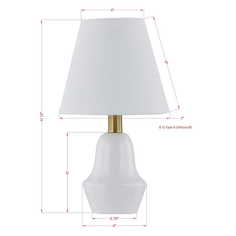 Andi 12" Mini Lamp with Linen Shade, White (Set of 2)