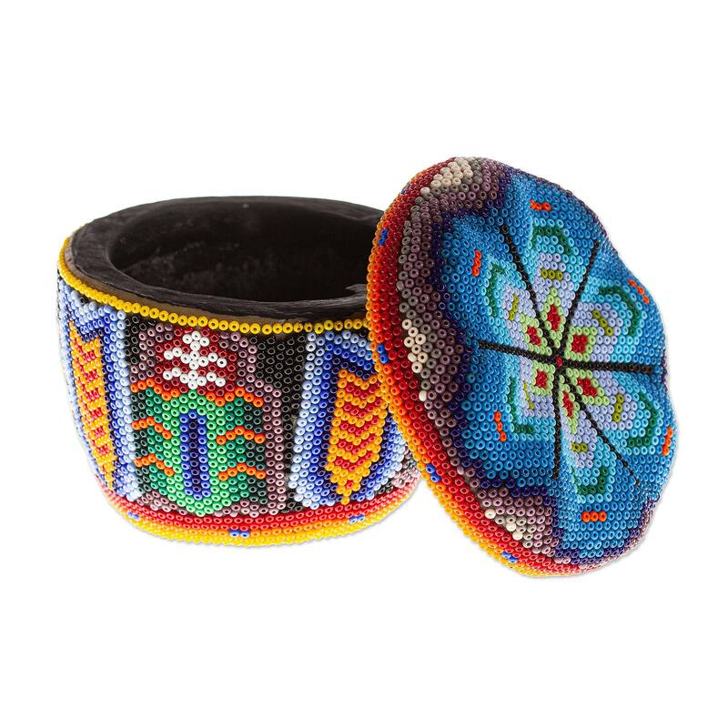 Novica Handmade Precious Peyote Huichol Beaded Decorative Box