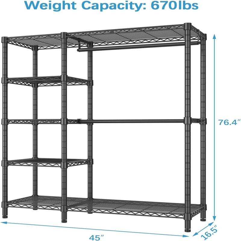 V7 Basic Garment Rack for Hanging Clothes - 16.5"D x 45"W x 76.4"H