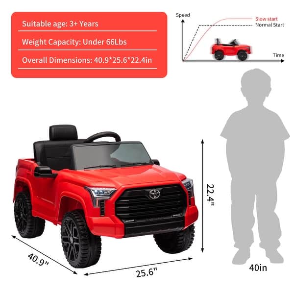 dimension image slide 0 of 5, Licensed Toyota Tundra 12V Kids Ride on Car , Ride on Truck Car with Remote