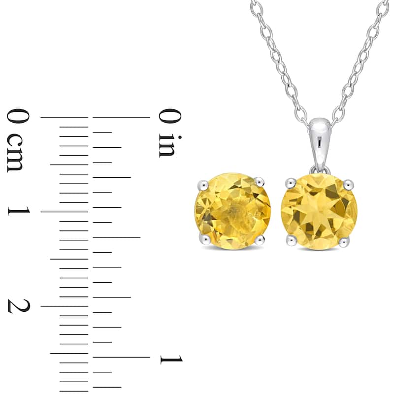 Miadora Gemstone Birthstone Earrings and Necklace Set Sterling Silver