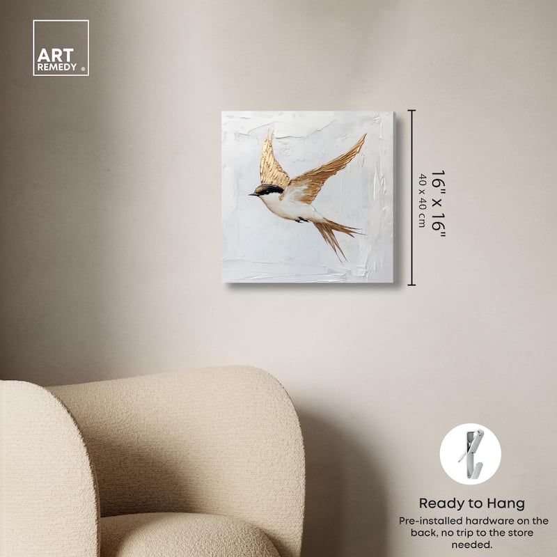 Simple Golden Swallow Canvas by Art Remedy, Gallery Wrapped