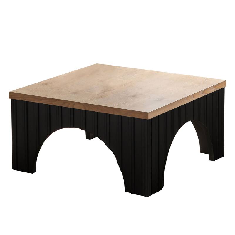 Rustic Wood Coffee Table - Black +Natural