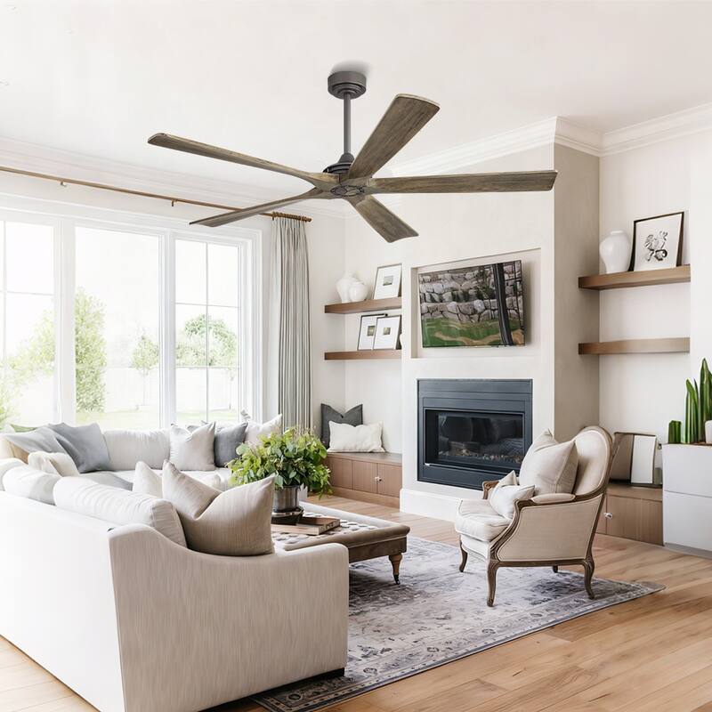 MLiAN 60 in 5-Soild Wood Blades Indoor Standard Ceiling Fan with Remote Down-Rod Mount