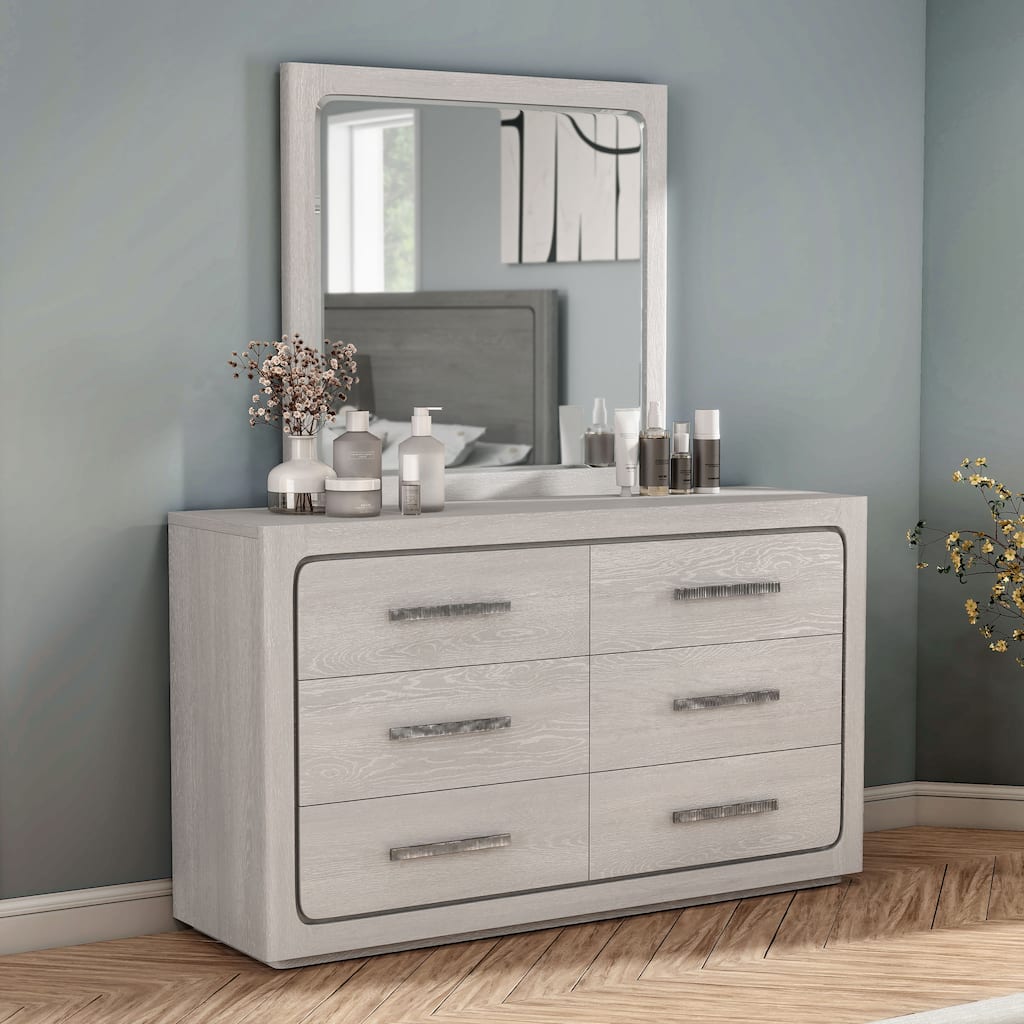 Furniture of America Sorelle Modern 2-piece Solid Wood Dresser and Mirror Set