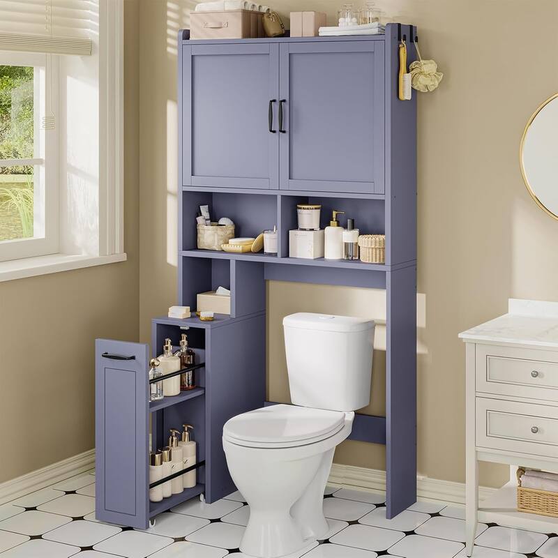Over The Toilet Bathroom Storage Cabinet Toilet Storage Shelves - Pulley Blue