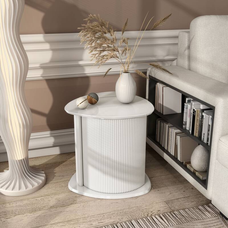 Furniture of America Astra Modern 2-Piece Glossy White Triangle Storage Coffee Table Set