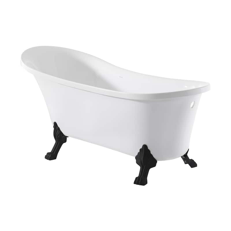 Caché Single Slipper, Clawfoot Soaking Acrylic Bathtub
