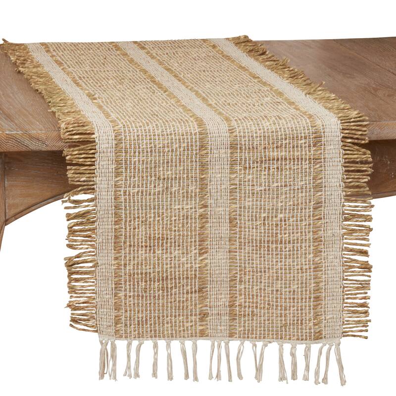 Natural Table Runner With Asiatic Grass Design