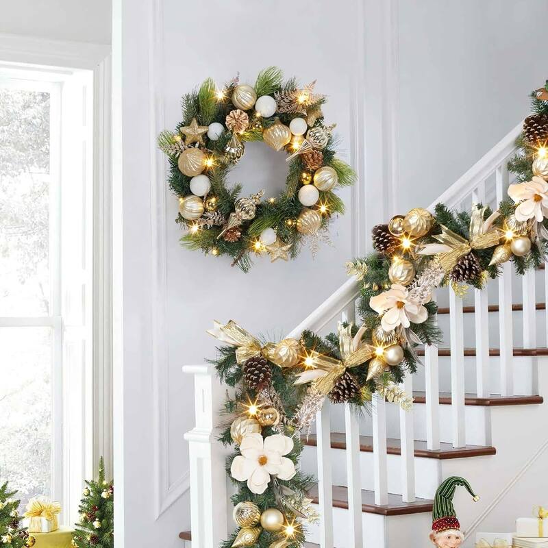 6-Ft Pre-Lit Christmas Wreath With 20 Leds Battery Powered Suitable - N/A