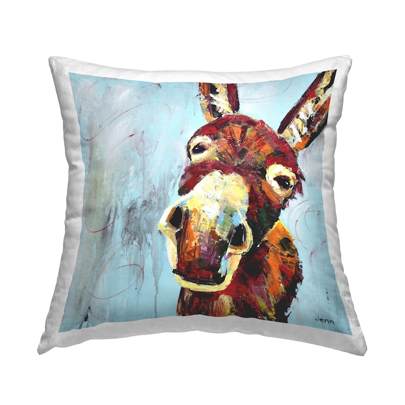 Stupell Bold Country Donkey Animal Printed Throw Pillow Design by Jen