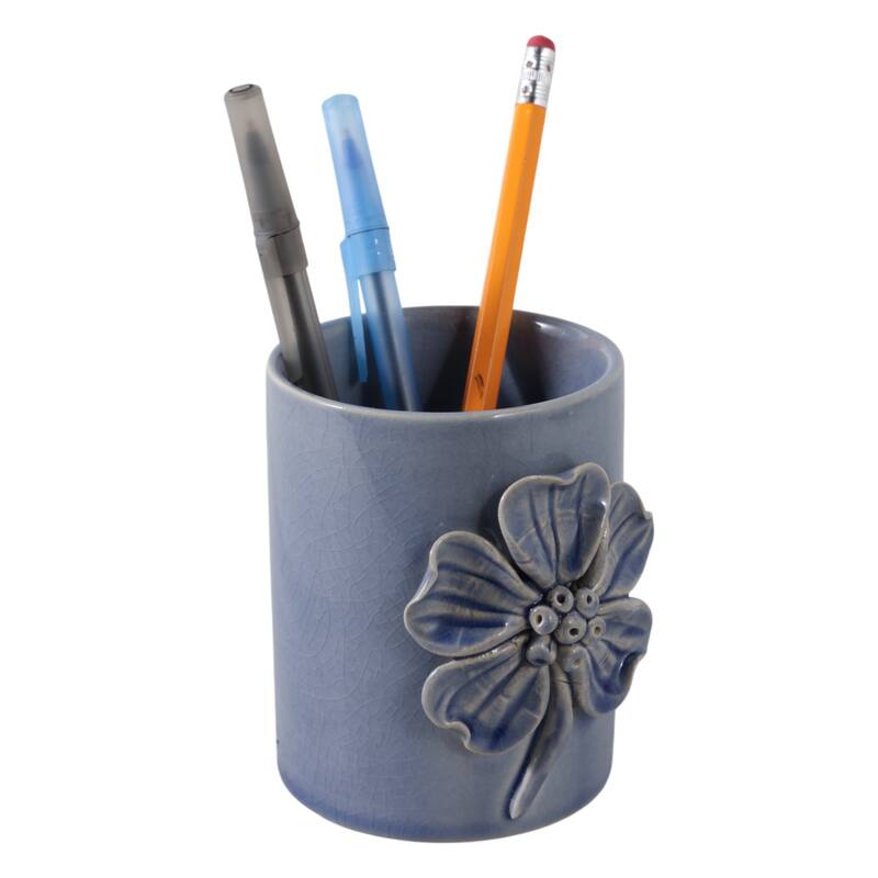 Ceramic Cute Pencil Cup Decorative Flower Office Desk Accessory