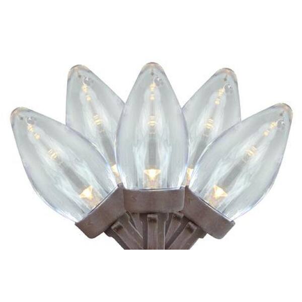 Set of 25 Warm White LED C7 Christmas Lights Brown Wire Overstock