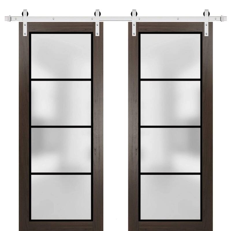 Sturdy Double Barn Door 36 x 80 Planum 2132 Chocolate Ash 13FT - Grey - 84" x 84" ( 2* 42x84)
