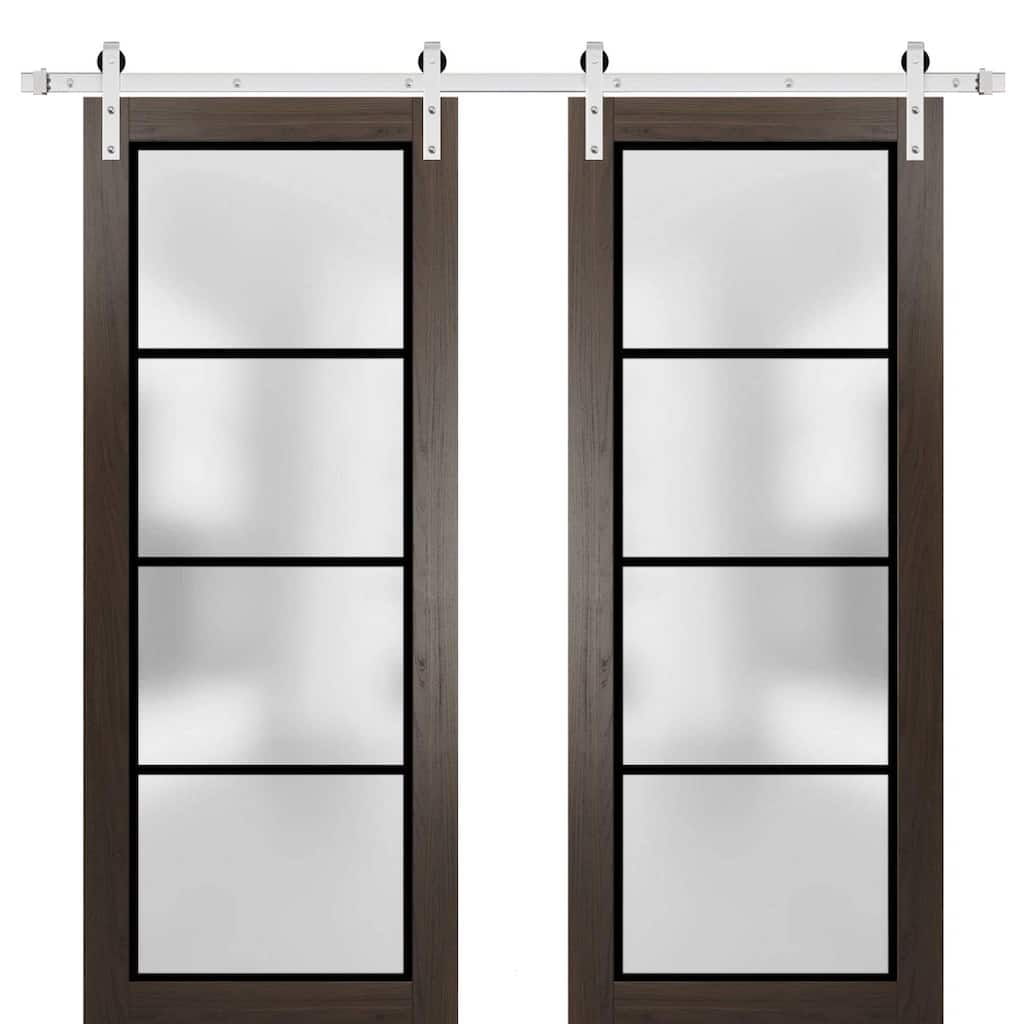 Sturdy Double Barn Door 36 x 80 Planum 2132 Chocolate Ash 13FT